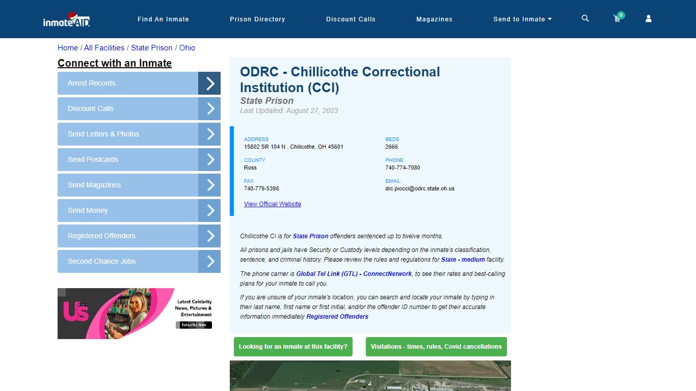 ODRC - Chillicothe Correctional Institution (CCI) & Inmate Search ...