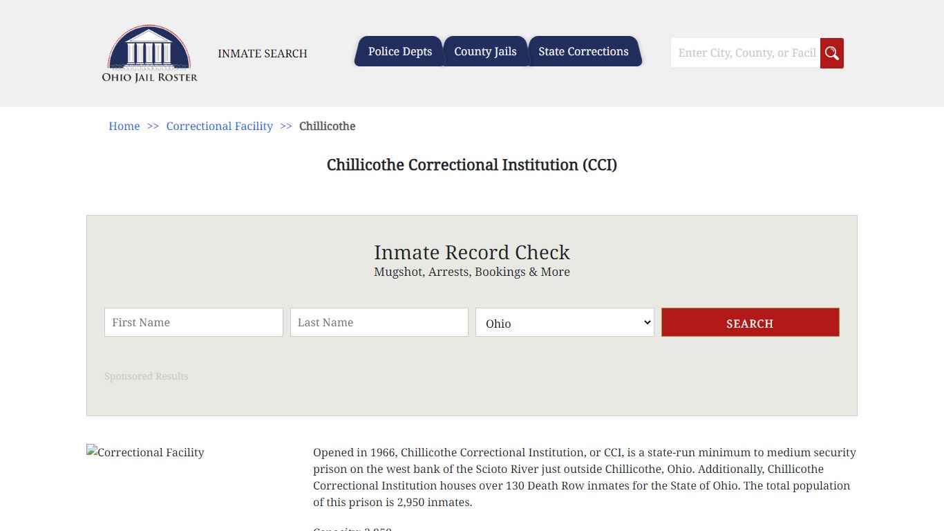 Chillicothe Correctional Institution (CCI) | Jail Roster Search